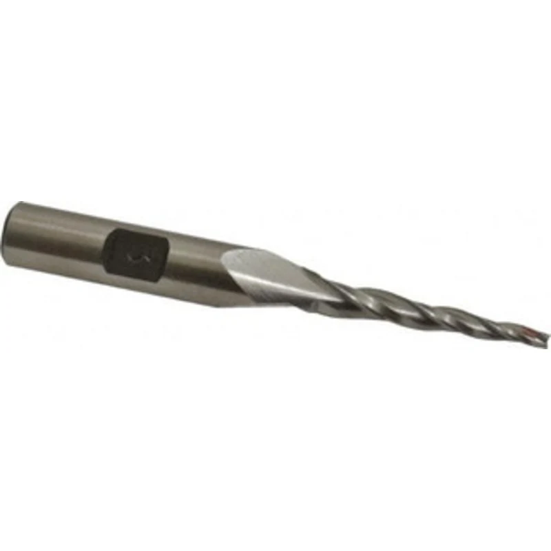 Made in USA 3 per Side 3/32 Small End Diam 1-1/4 LOC 3-Flute High Speed Steel Tapered Square End Mill Uncoated, 3/8 S...